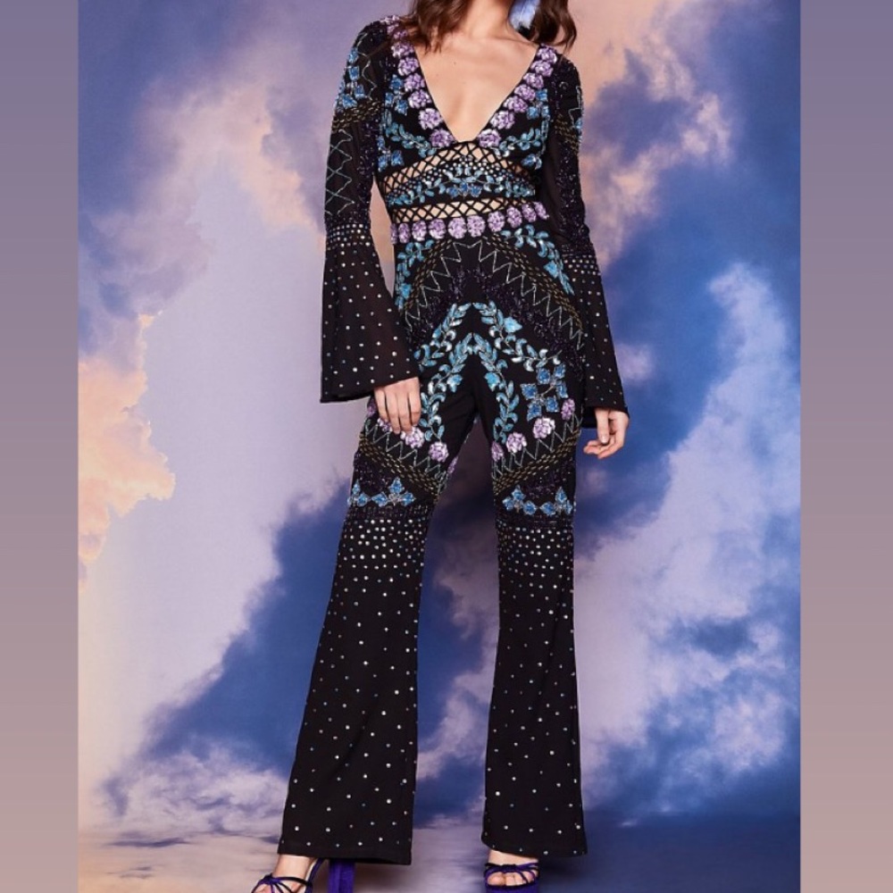 Nasty Gal Marisa Beaded Jumpsuit | US 4